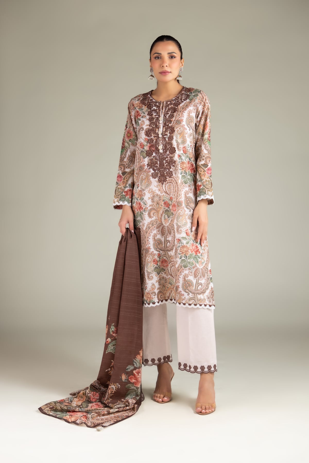 Embroidered Mesuri Fabrics 3 Piece - A22-26-123FF1-VG