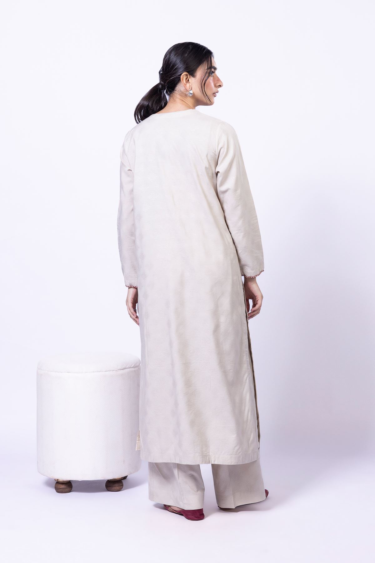 Dyed Jacquard Kurta - 25-09-11E5-02TA-VG