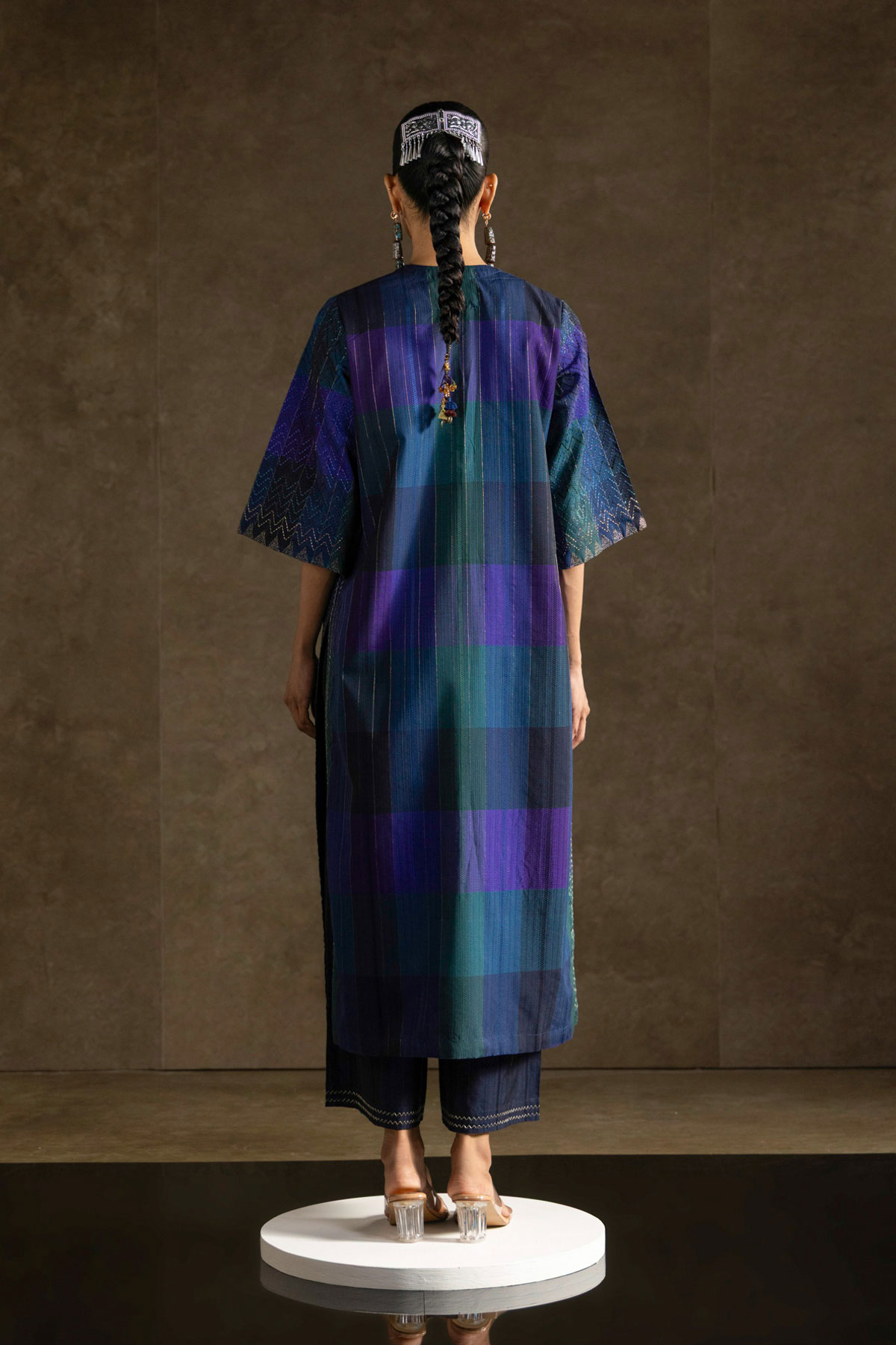 Yarn Dyed Embroidered Handwoven Kurta - 2-26-308-A-G1-VG