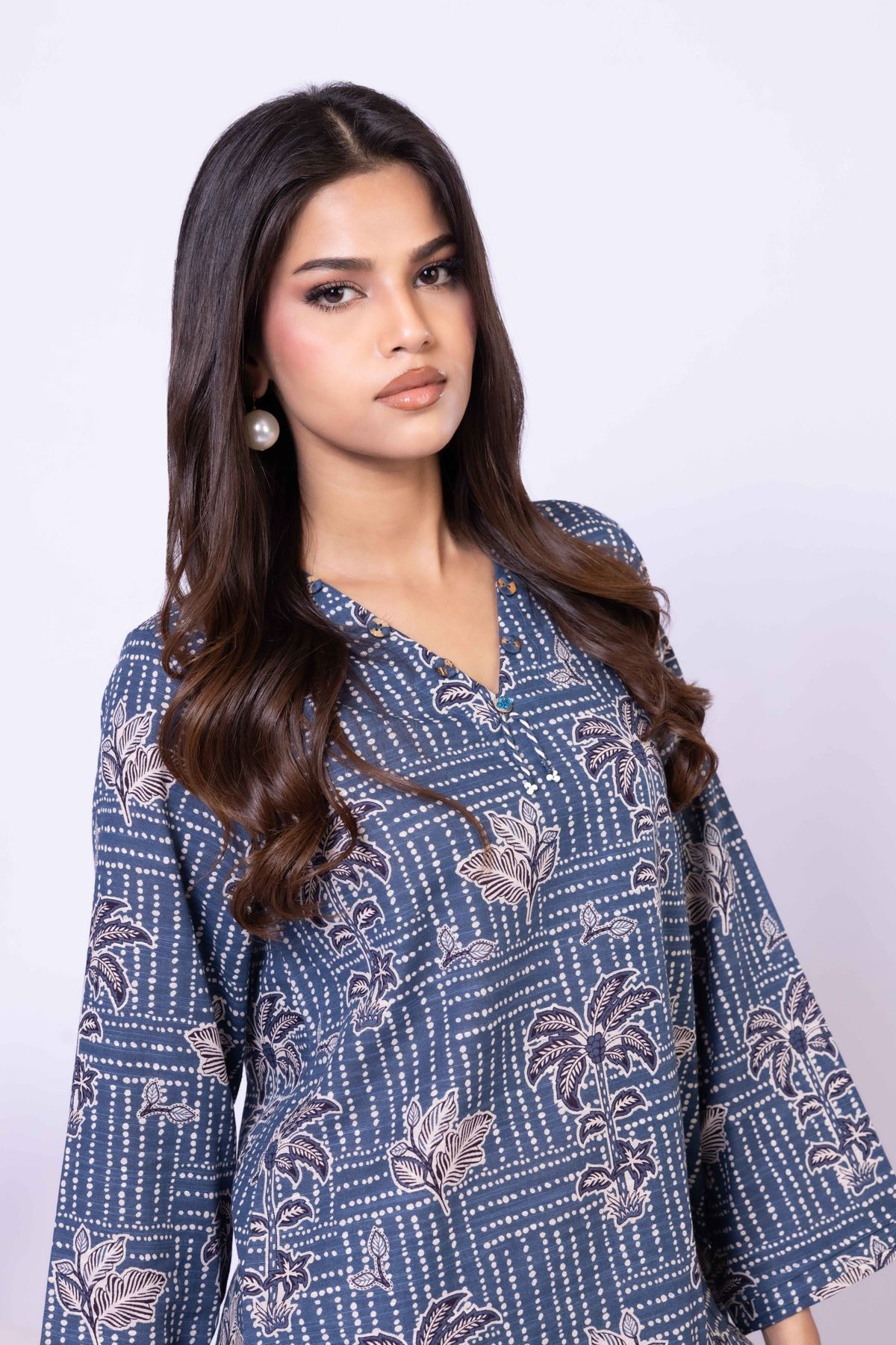 Printed Khaddar Kurta - 25-10-10S4-02TA-VG