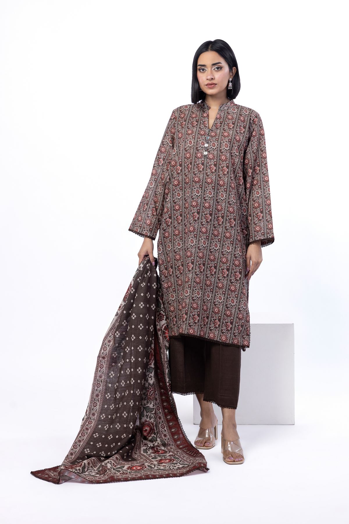 Printed Light Khaddar Tailored 3 Piece - KN31AST-VG