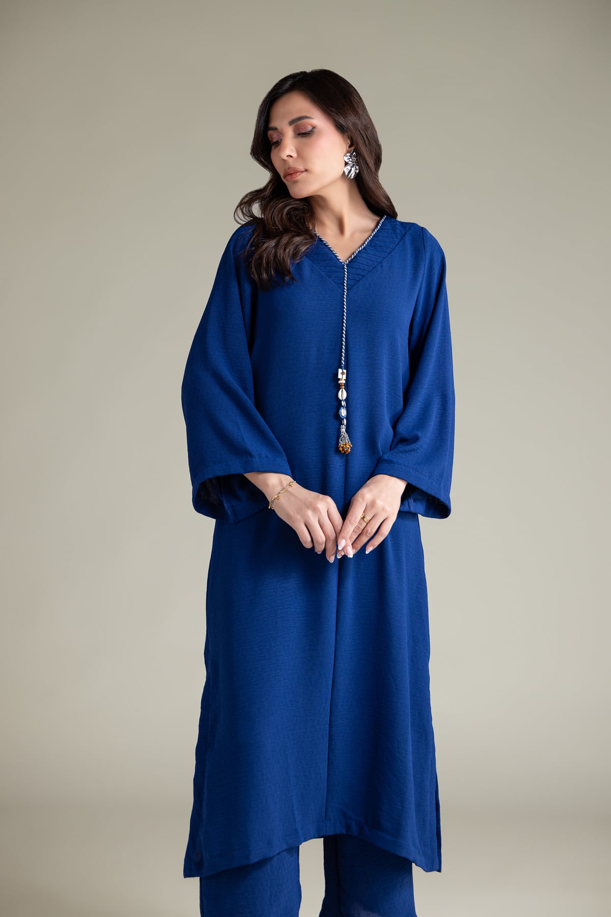 Dyed Textured Georgette Blue Georgette Kurta - 1-26-138-A-C-VG