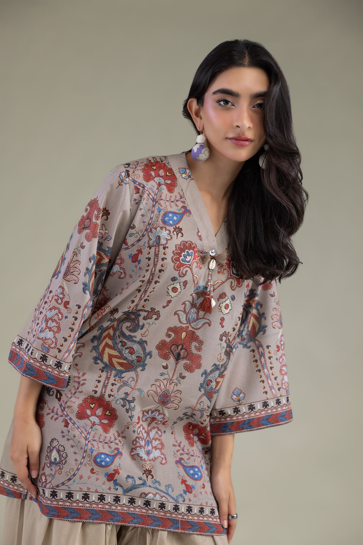 Printed Cambric Printed Floral Kurta - 1-26-102-A-F-VG