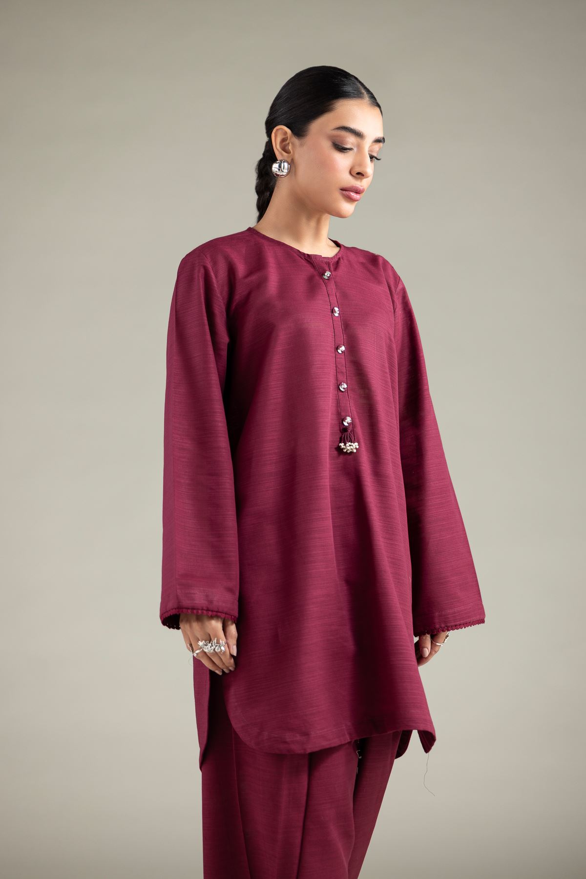 Dyed Textured Cotton Solid Short Kurta - 1-26-116-A-A-VG