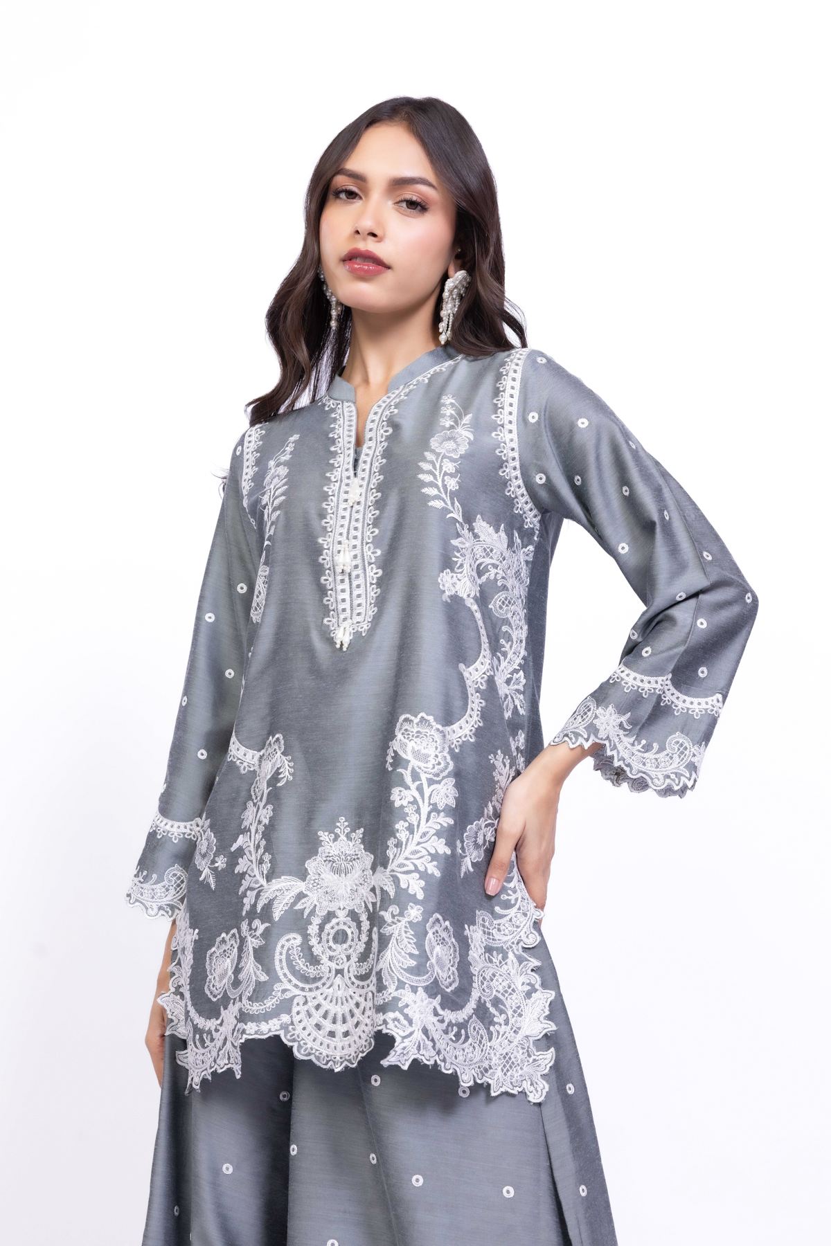 Embroidered Raw Silk Kurta - 25-10-12E6-04TA-VG