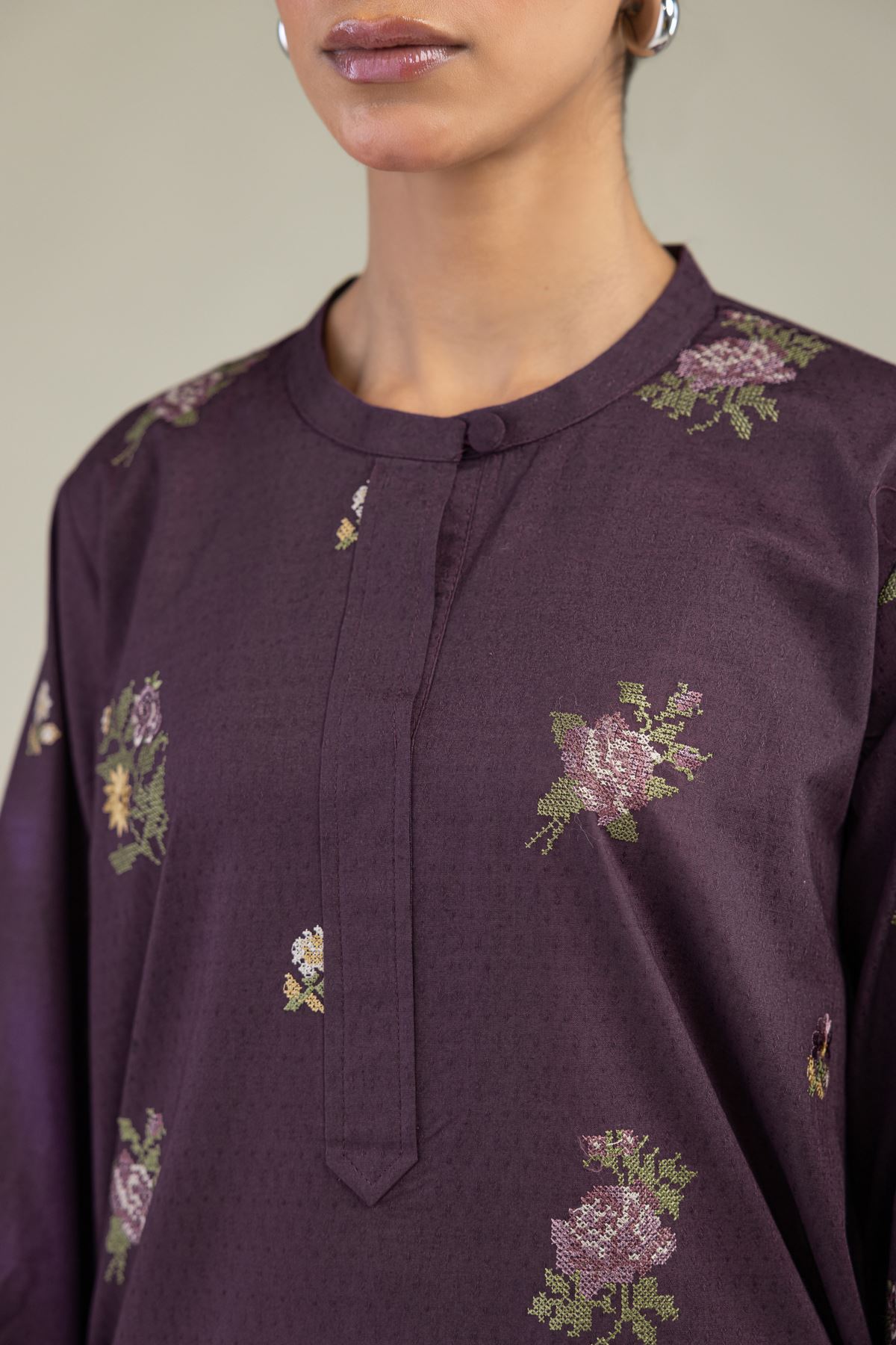 Embroidered Cotton Dobby Cotton Dobby Kurta - 25-10-12E5-12TA-VG