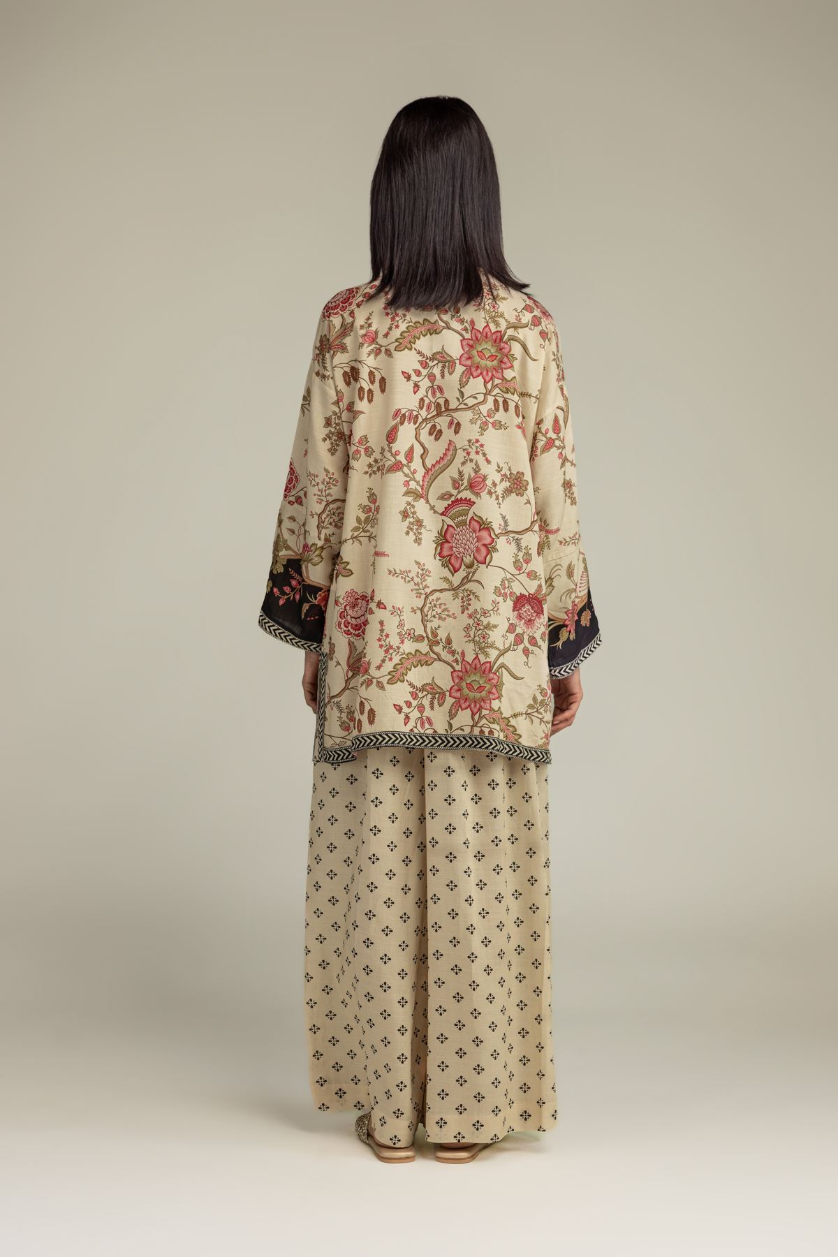 Printed Raw Silk Floral Silk Kurta - 1-26-333-B-C1-VG