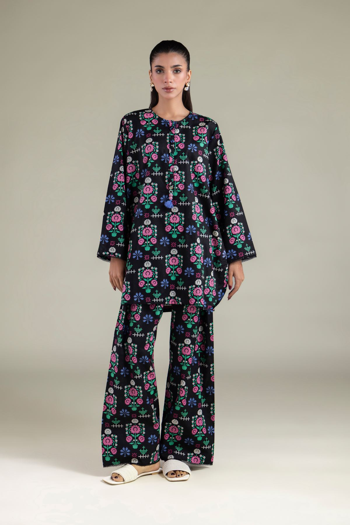 Printed Cotton Dobby Kurta - 1-26-104-A-B-VG