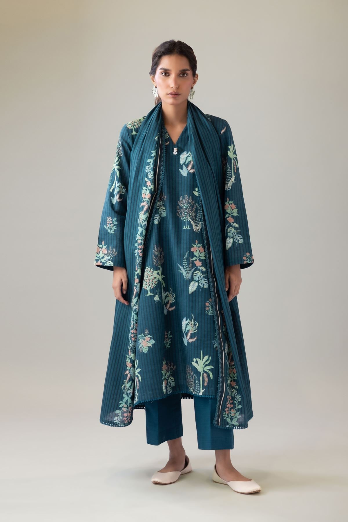 Printed Khaddar Kurta - 25-09-10E4-08TA-VG