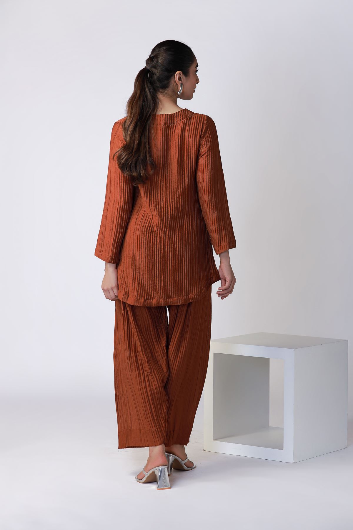 Dyed Ripple Crinkle Kurta - 25-07-7E7-03TA-VG