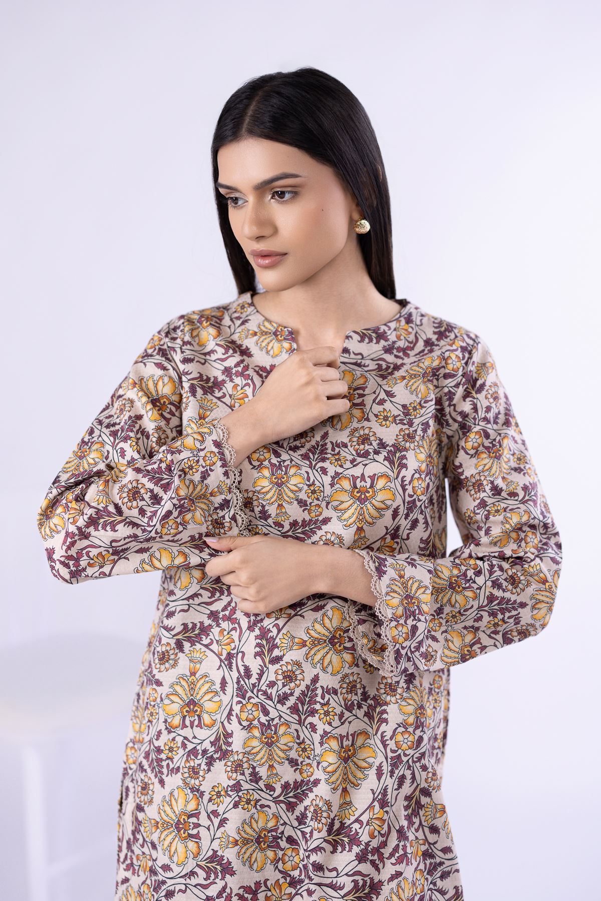 Printed Dobby Kurta - 25-05S22-05TB-VG