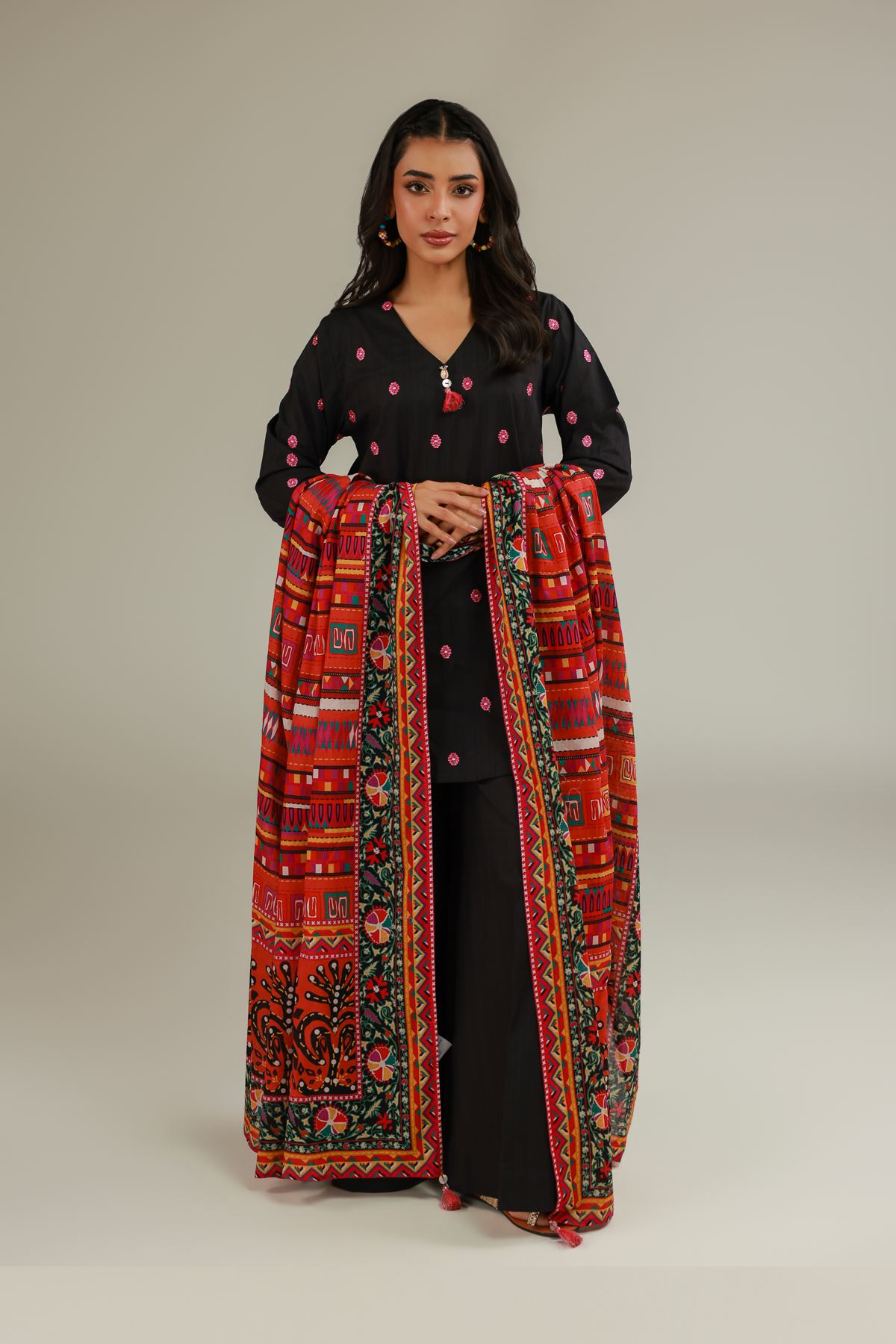 Embroidered Cotton Net Cotton Net Dupatta - 1-26-112-B-C-VG