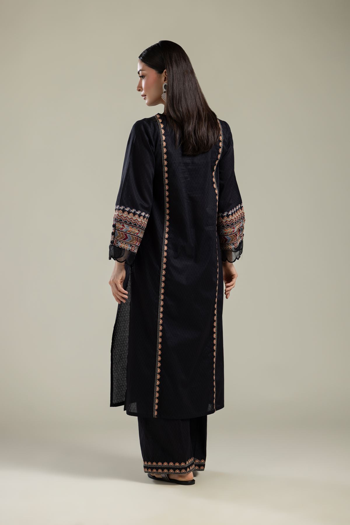 Embroidered Cotton Dobby Black Embroidered Kurta - 1-26-134-A-G-VG