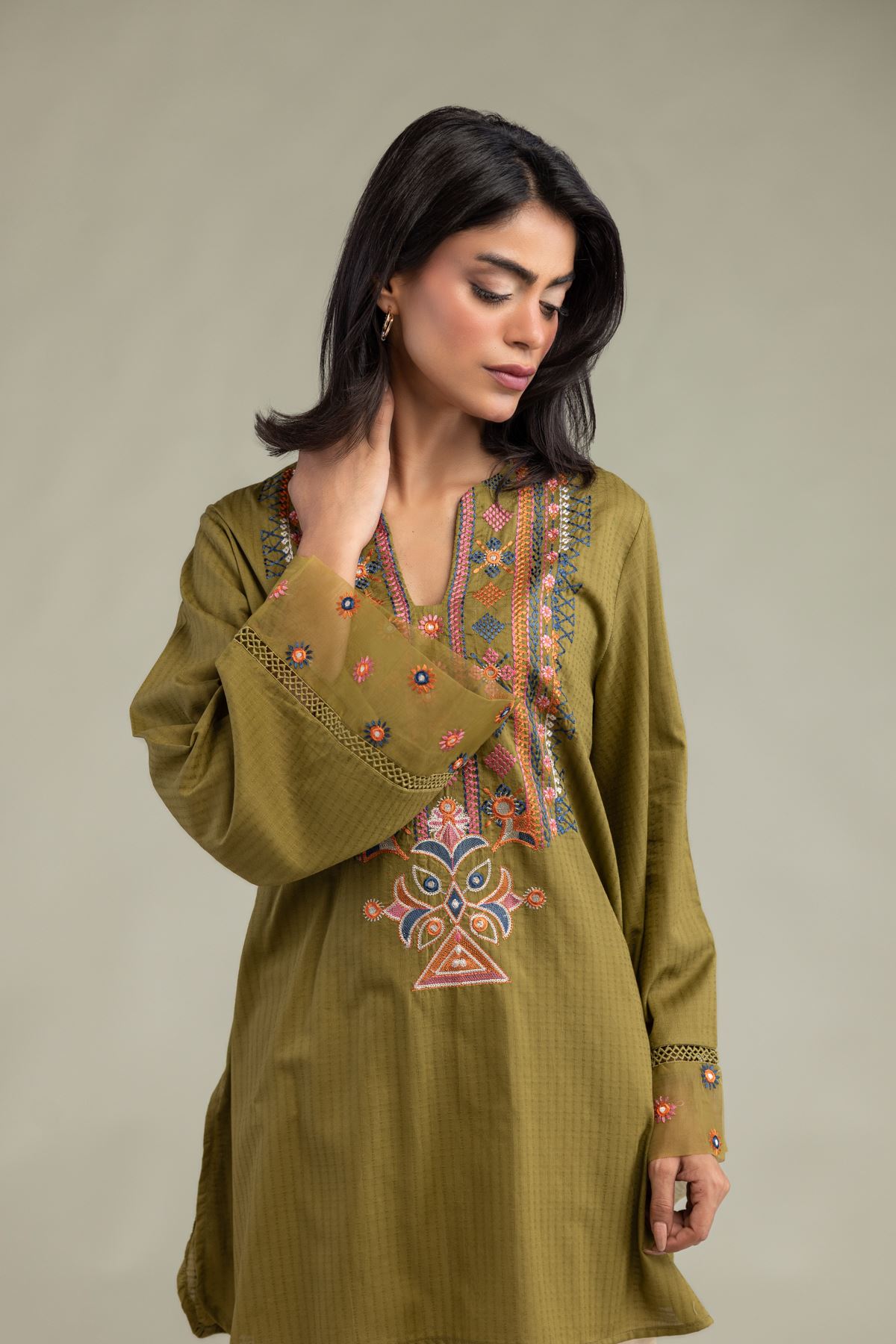 Embroidered Cotton Dobby Cotton Dobby Kurta - 8-26-303-A-C1-VG