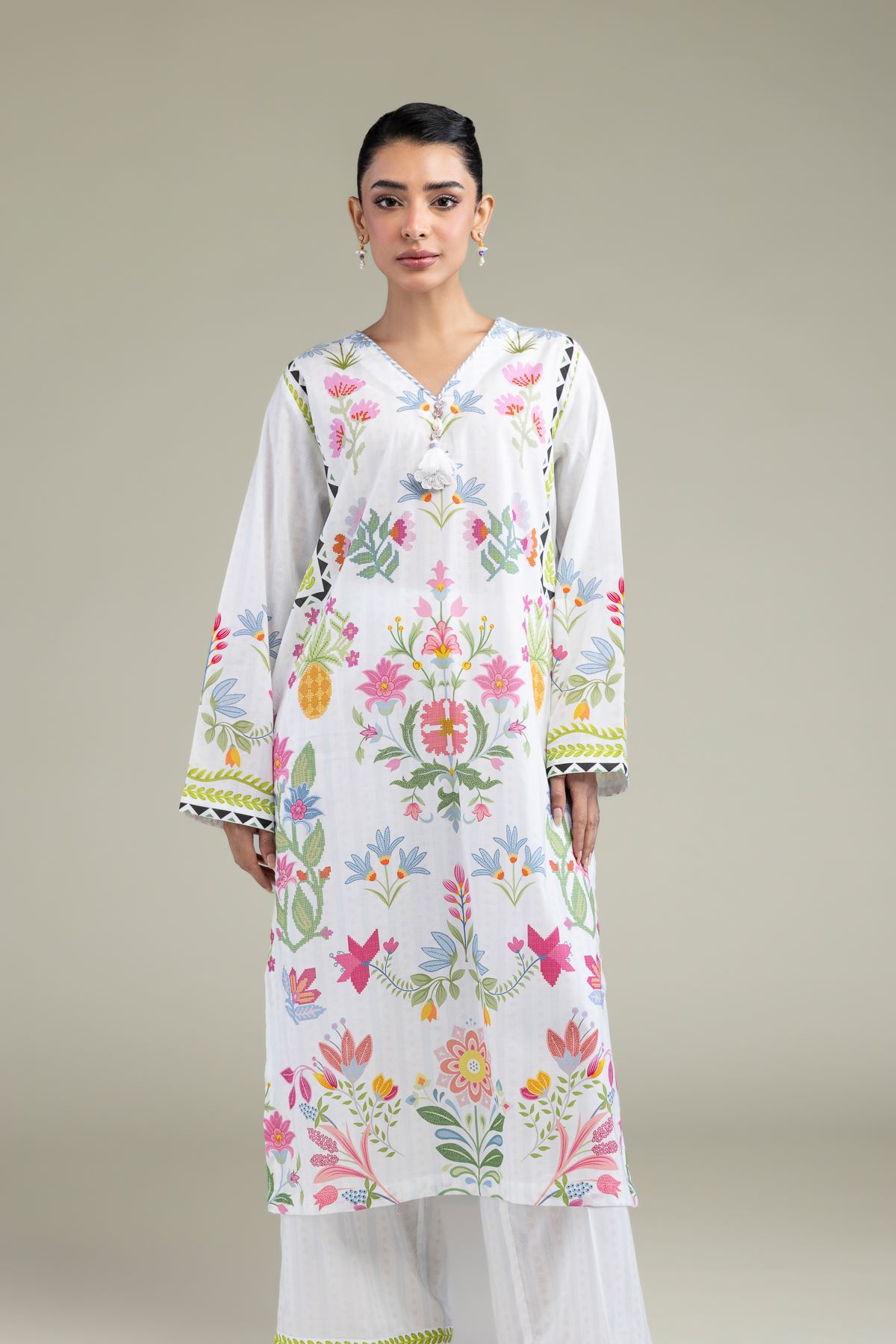 Printed Cambric Floral Cambric Kurta - 25-09-12E2-01TB-VG