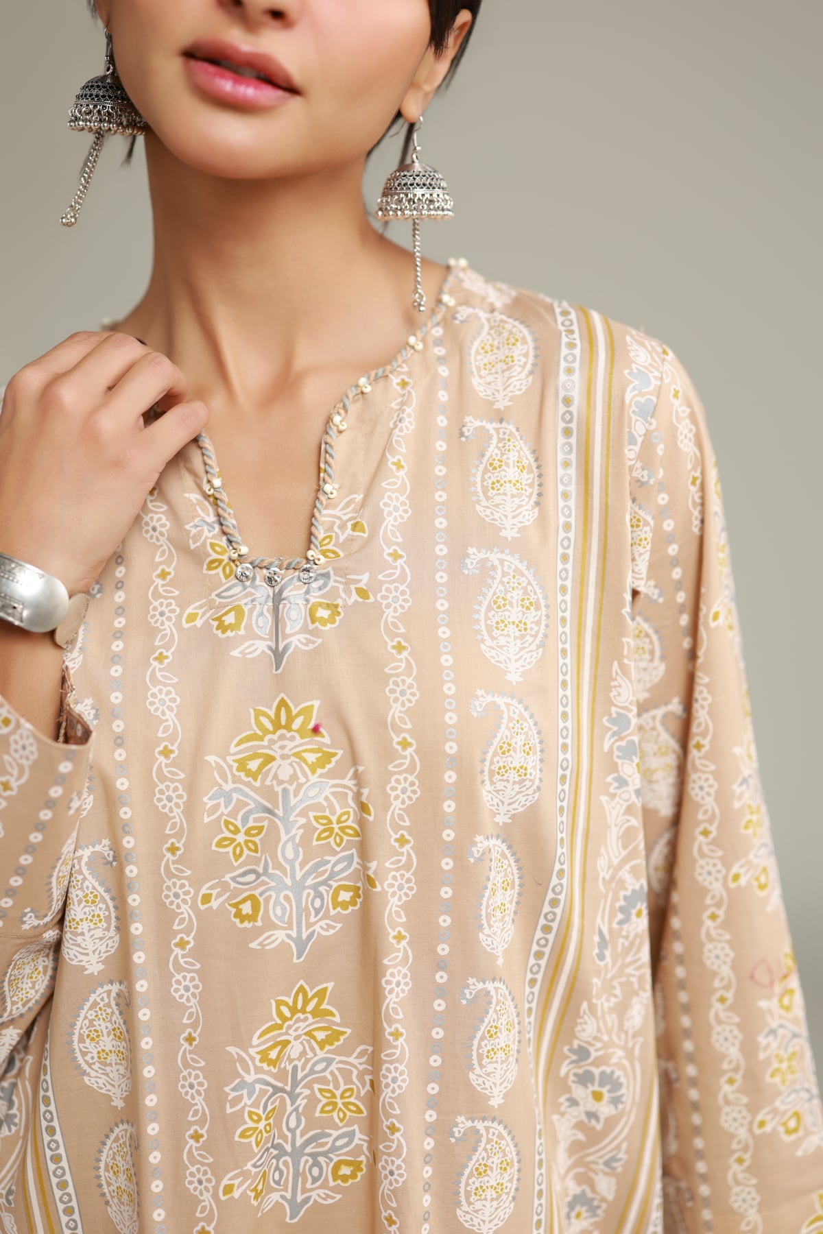 Printed Cambric Floral Longline Kurta - 1-26-228-A-J2-VG