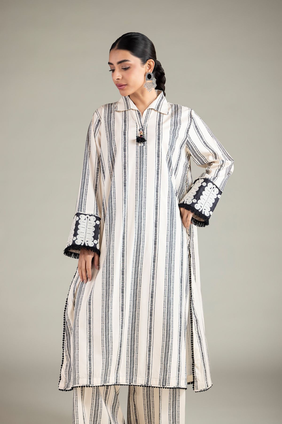 Embroidered Cotton Viscose Kurta - 1-26-125-A-D-VG