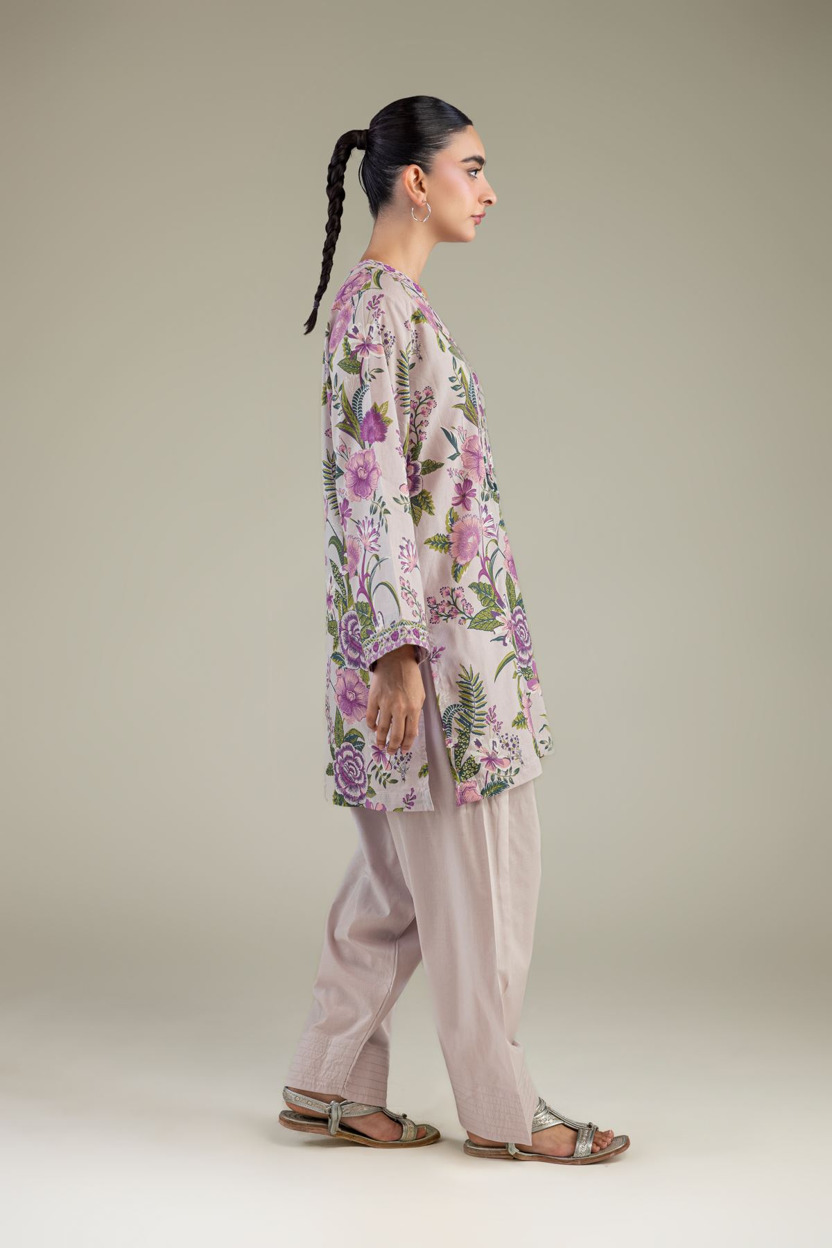 Printed Cambric Solid Cambric Shalwar - 1-26-102-A-F-VG