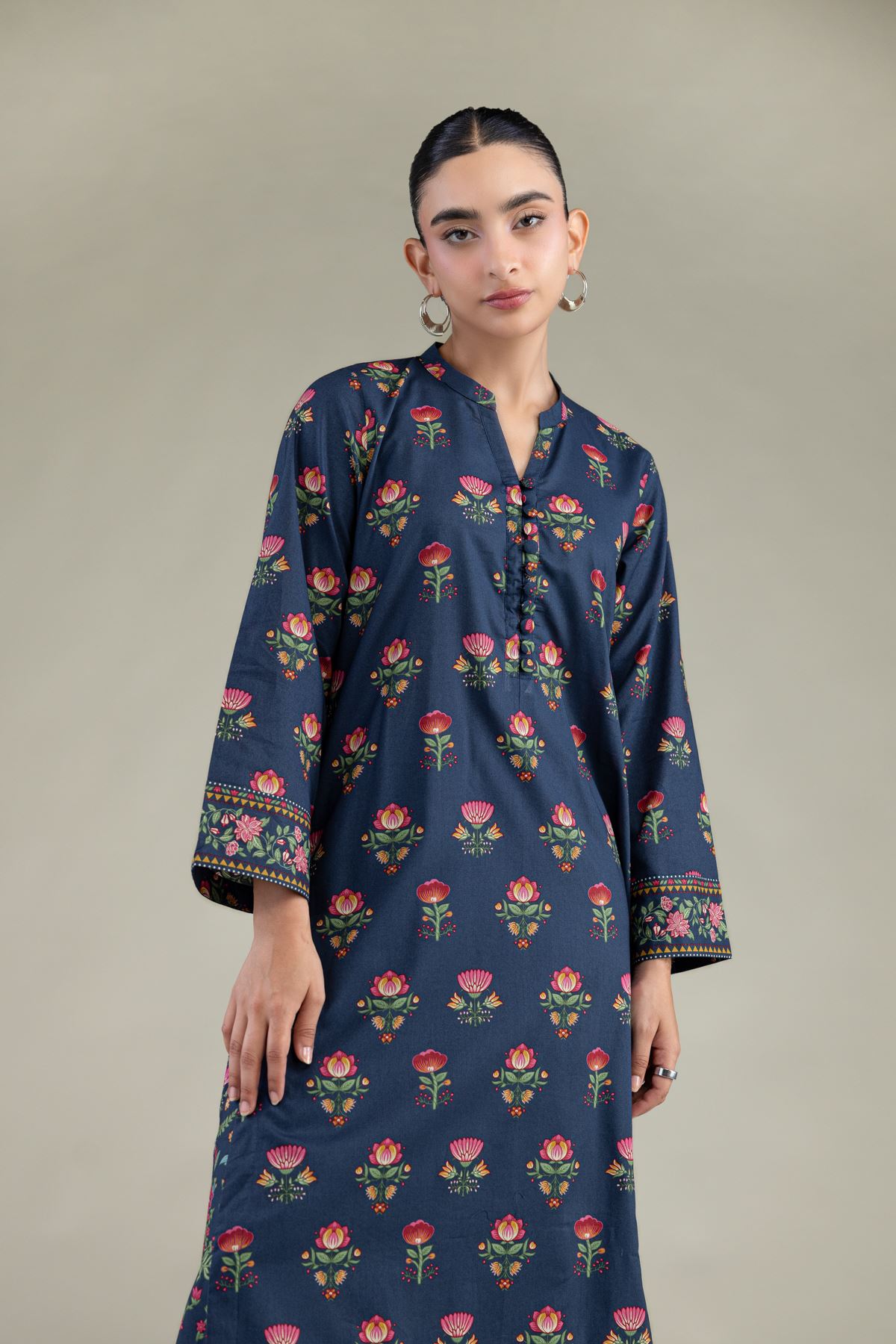Printed Cambric Cambric Navy Kurta - 2-26-308-A-G1-VG