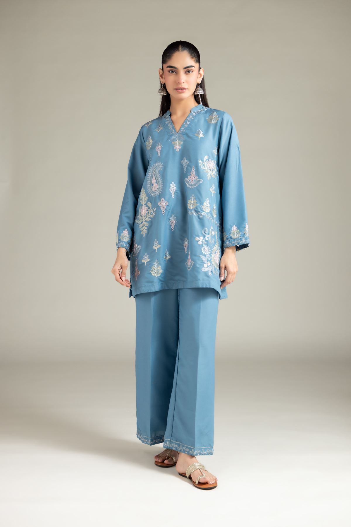 Embroidered Blended Cambric Kurta - 1-26-101-A-E-VG