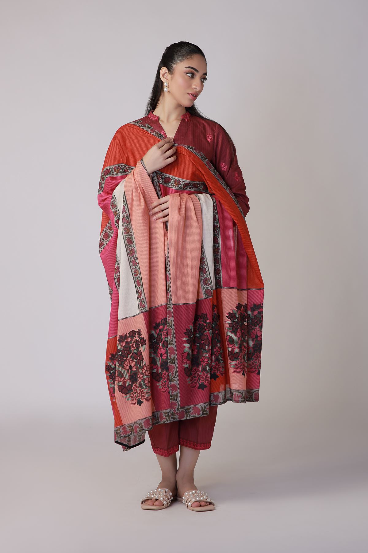 Printed Cotton Square Dupatta - 25-07-7E8-08TA-VG