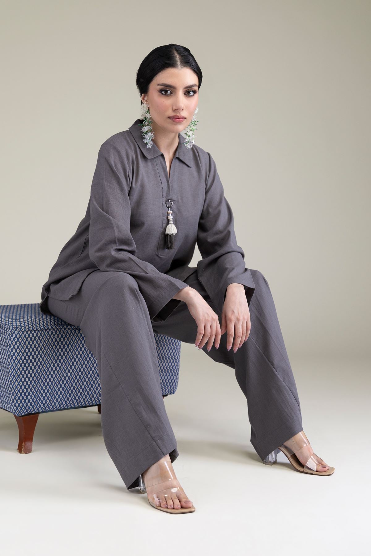 Dyed Blended Linen Solid Linen Kurta - 1-26-238-A-E1-VG
