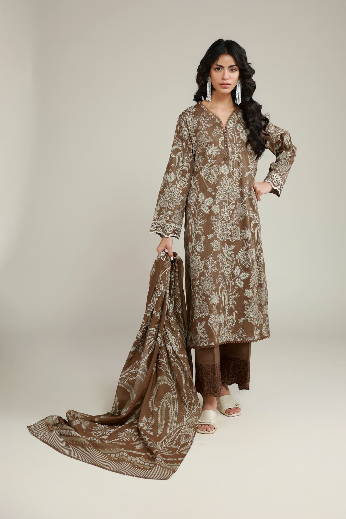 Embroidered Lawn Fabrics 3 Piece - 1001941249