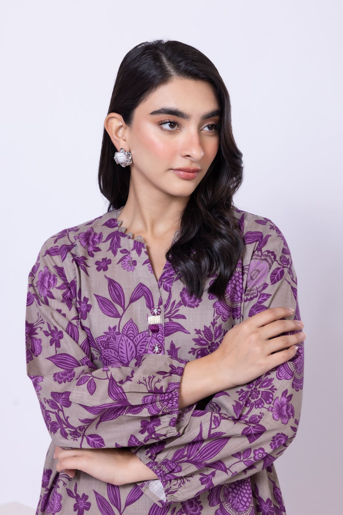 Embroidered Heavy Textured Cotton Kurta - 25-09-12E2-03TB-VG