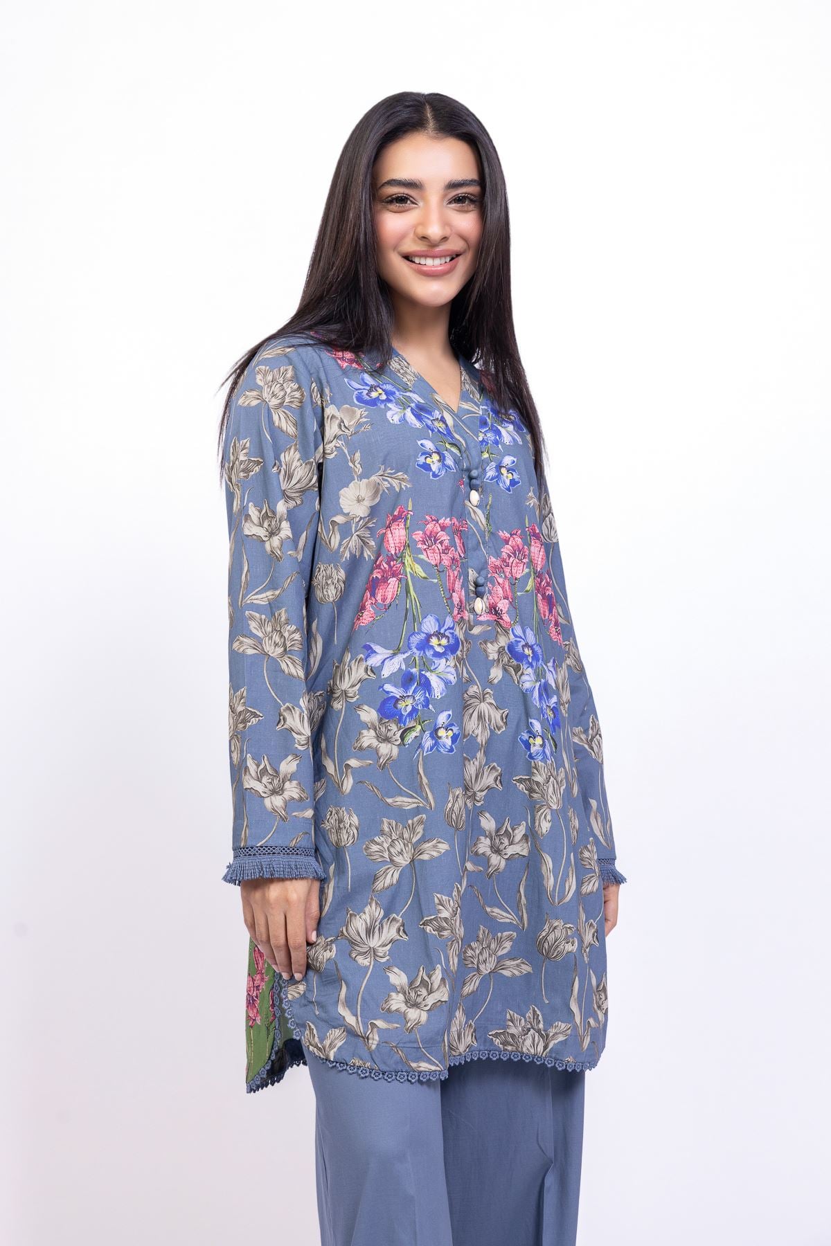 Printed Cotton Viscose Kurta - 25-09-11E3-07TA-VG