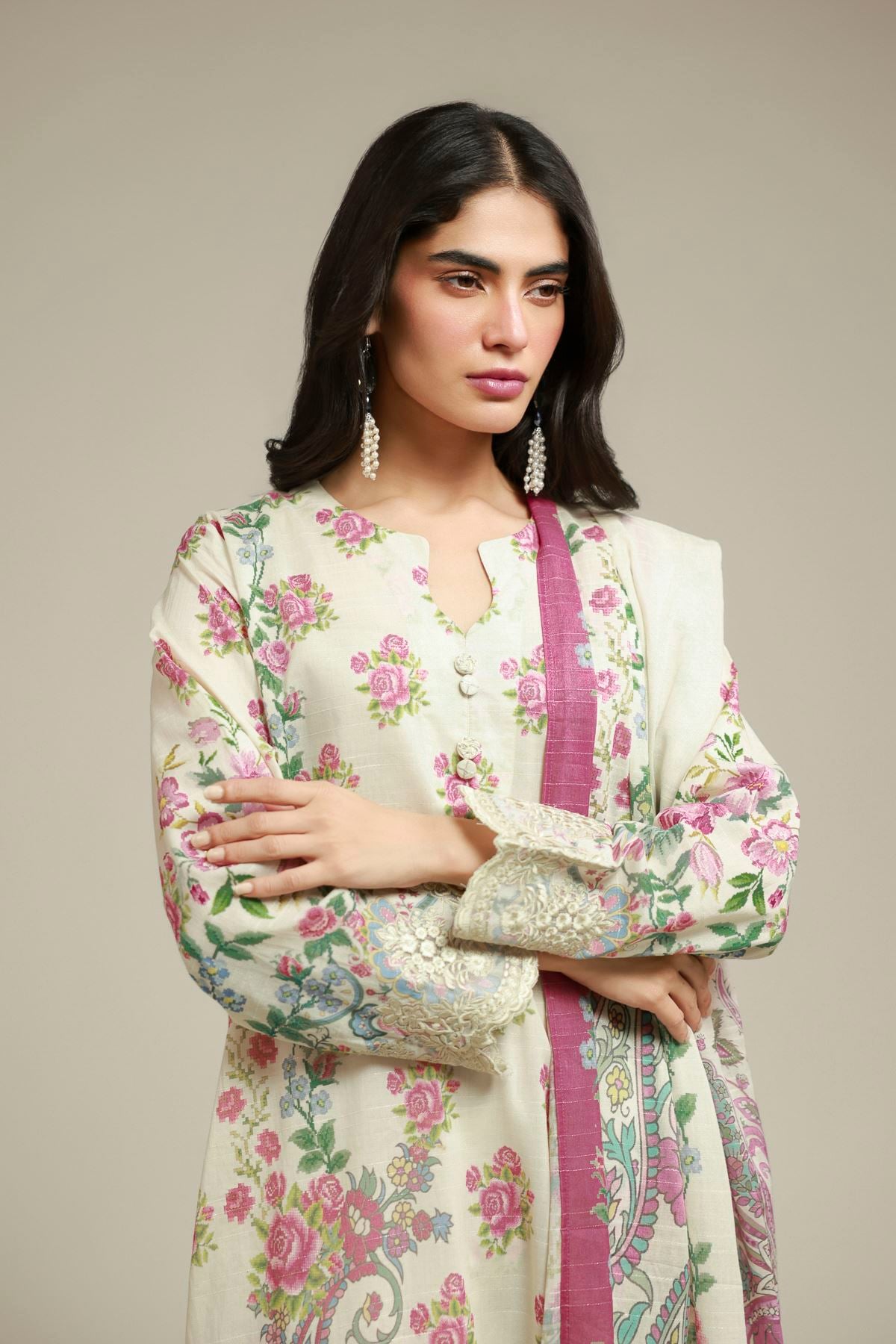 Embroidered Mesuri Fabrics 3 Piece - A22-26-123FB2-VG