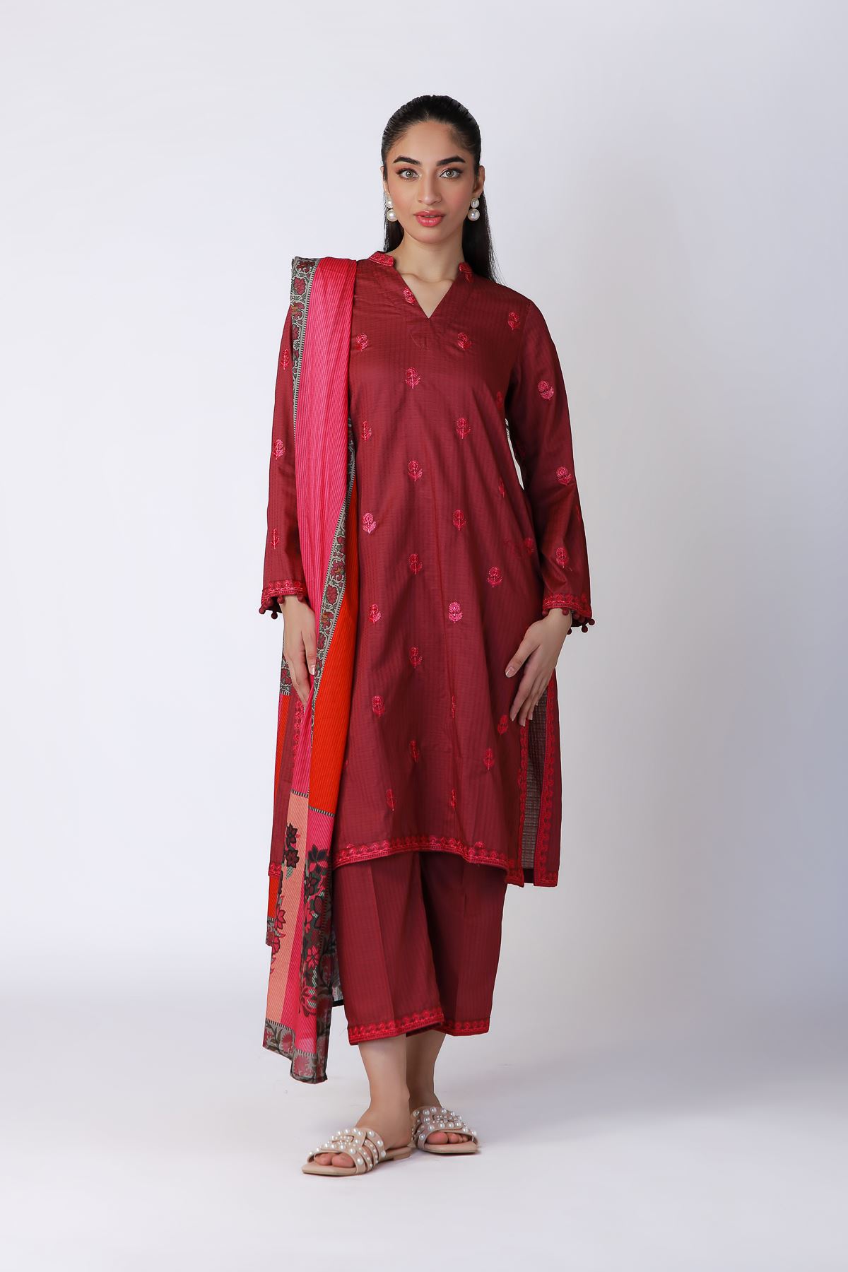 Printed Cotton Square Dupatta - 25-07-7E8-08TA-VG