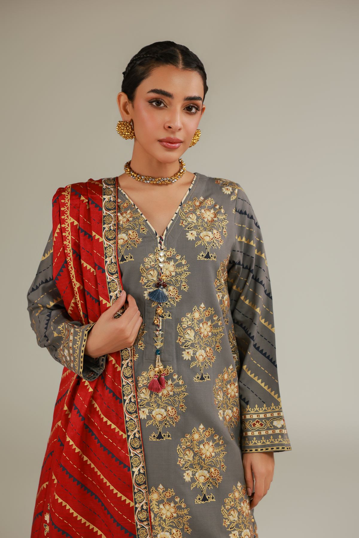 Raw Silk 3 Piece Co-ord Set - 1-26-144-A-A-VG