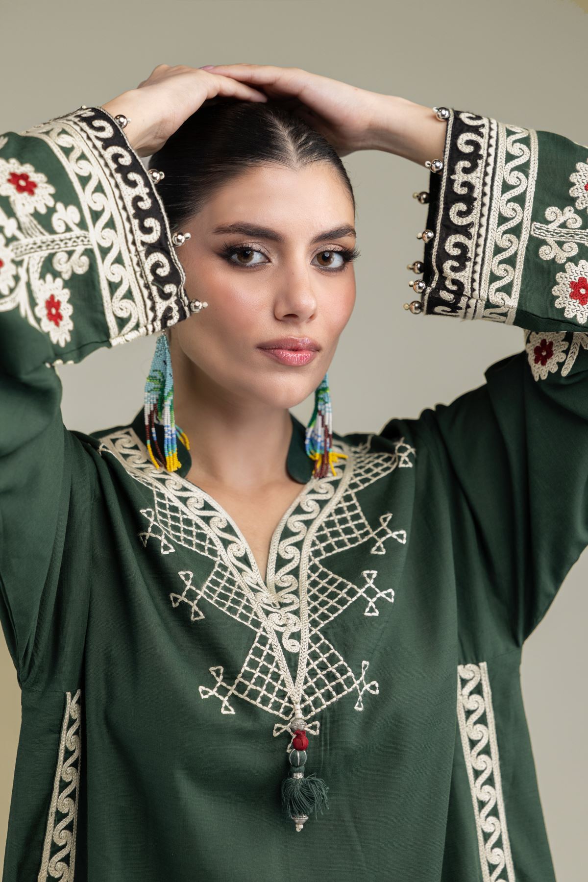 Embroidered Raw Silk Short Silk Kurta - 1-26-238-A-J1-VG