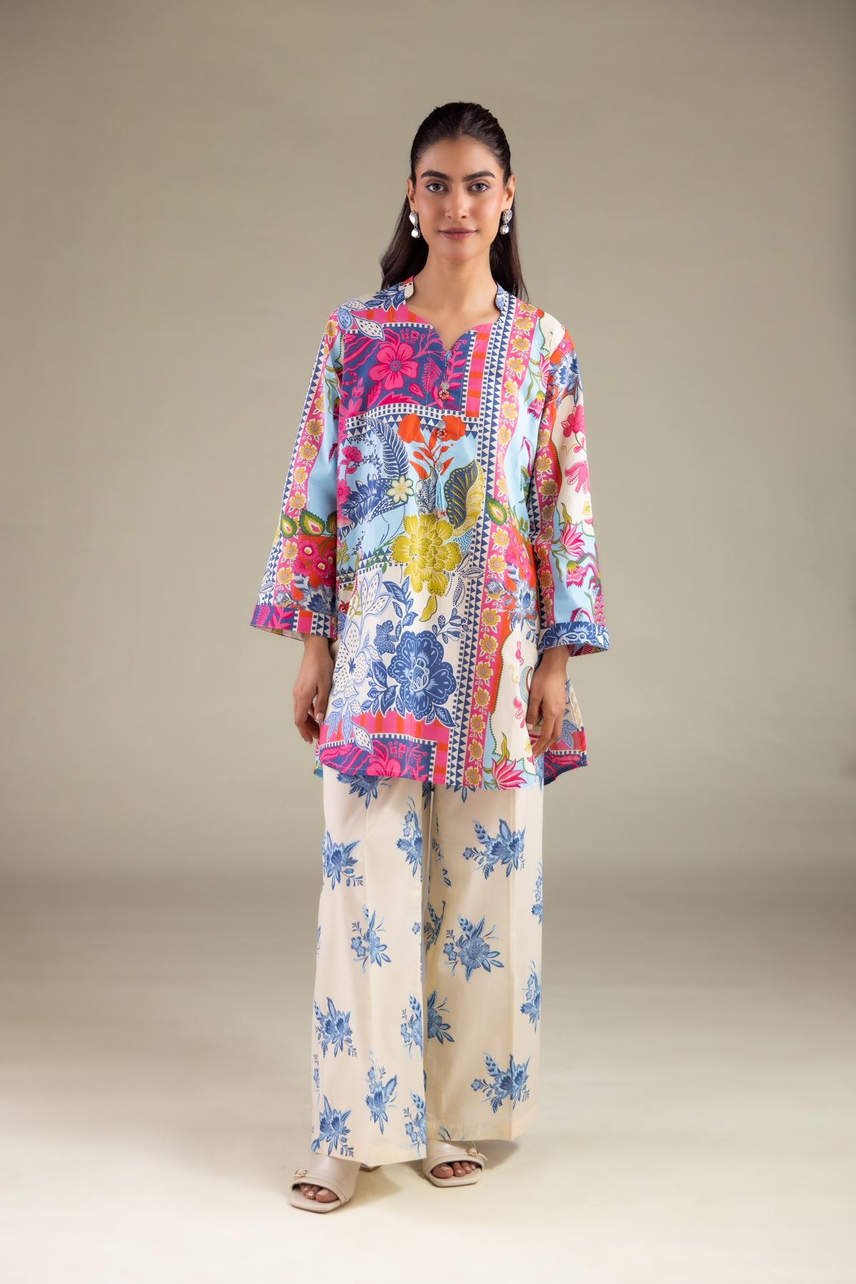 Printed Cambric Floral Summer Pants - 1-26-127-A-E-VG