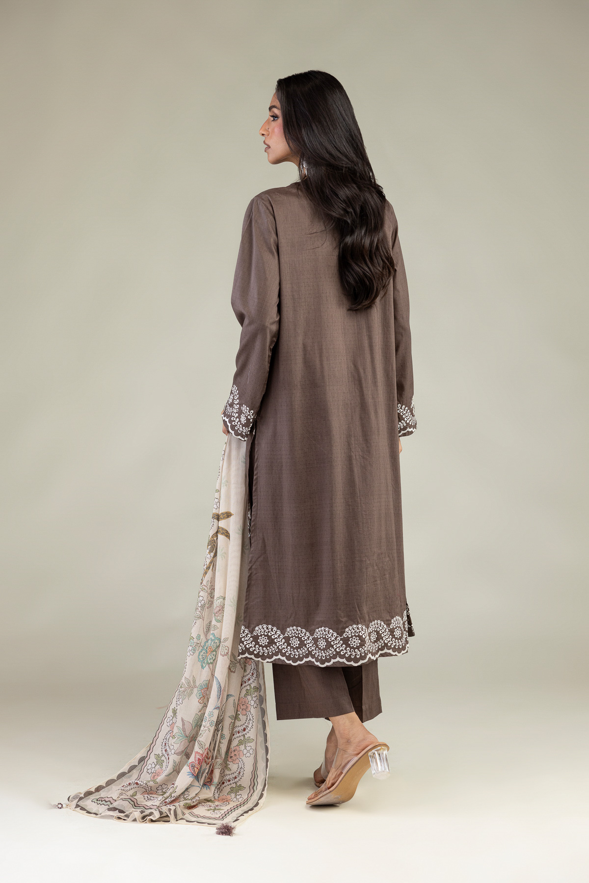 Embroidered Cotton Dobby 3-Piece Tailored Set - 12-26-301-A-E1-VG