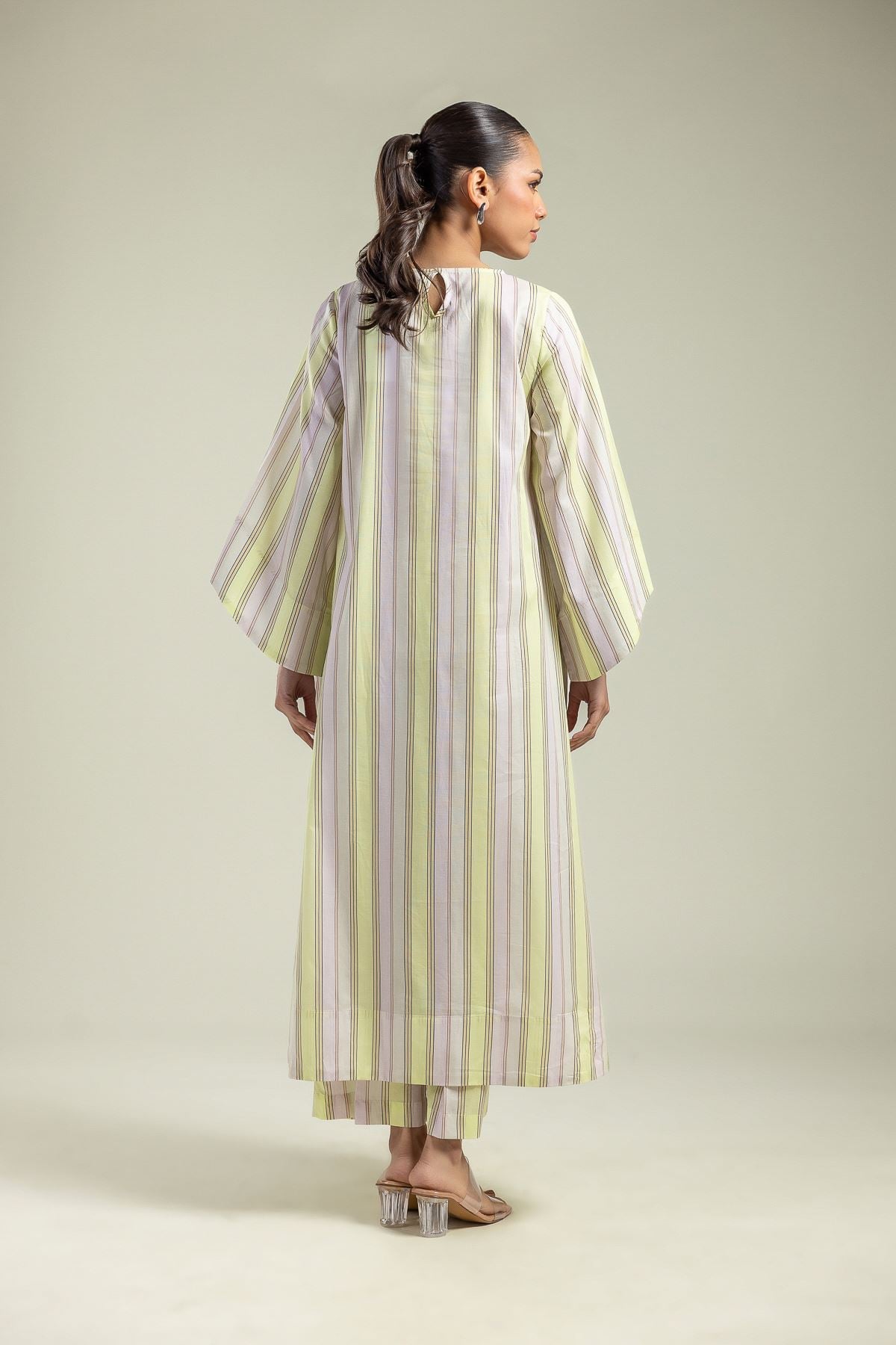 Printed Cambric Vertical Striped Kurta - 1-26-208-A-H2-VG