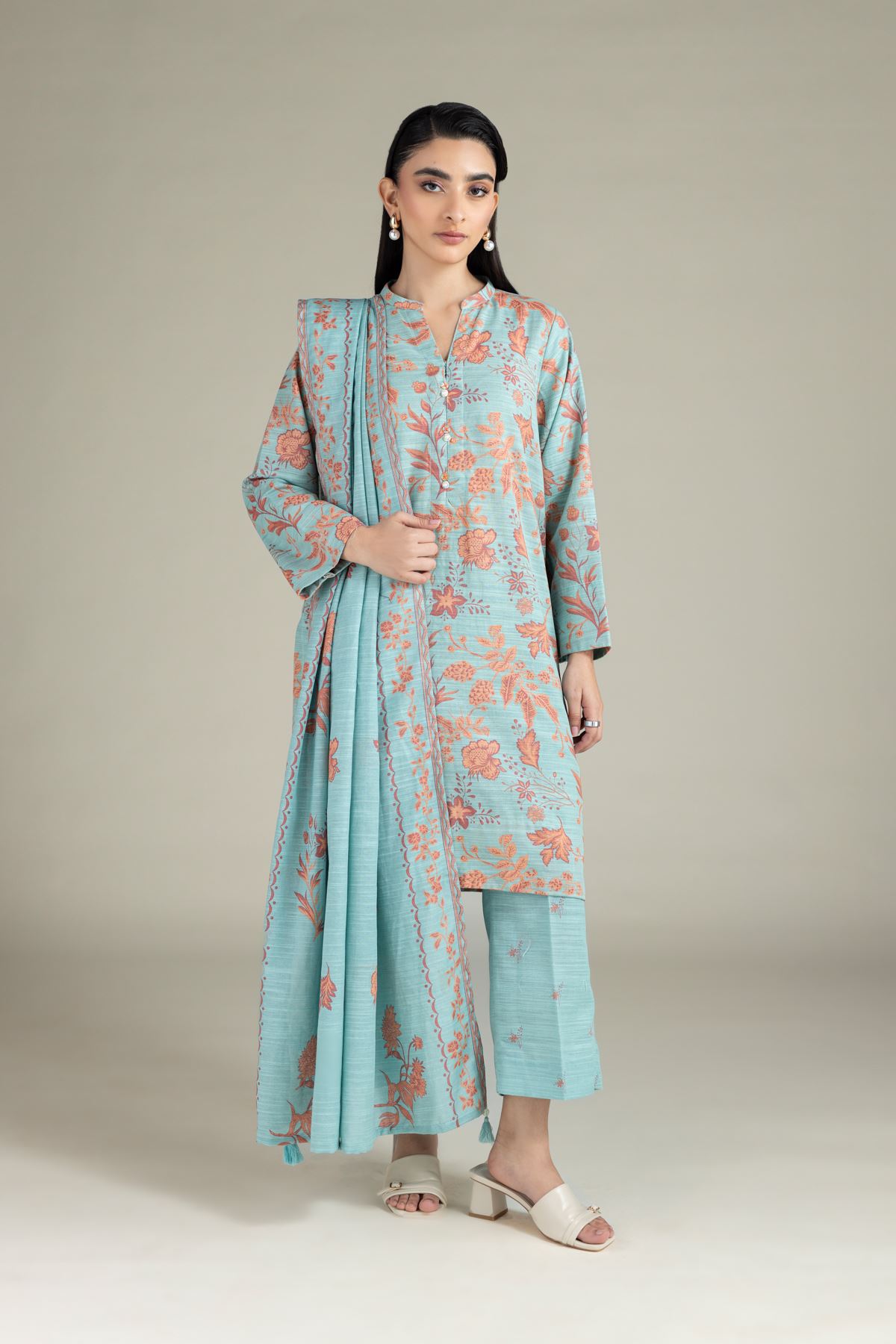Printed Textured Cotton Dupatta - 25-10-10S6-03TA-VG