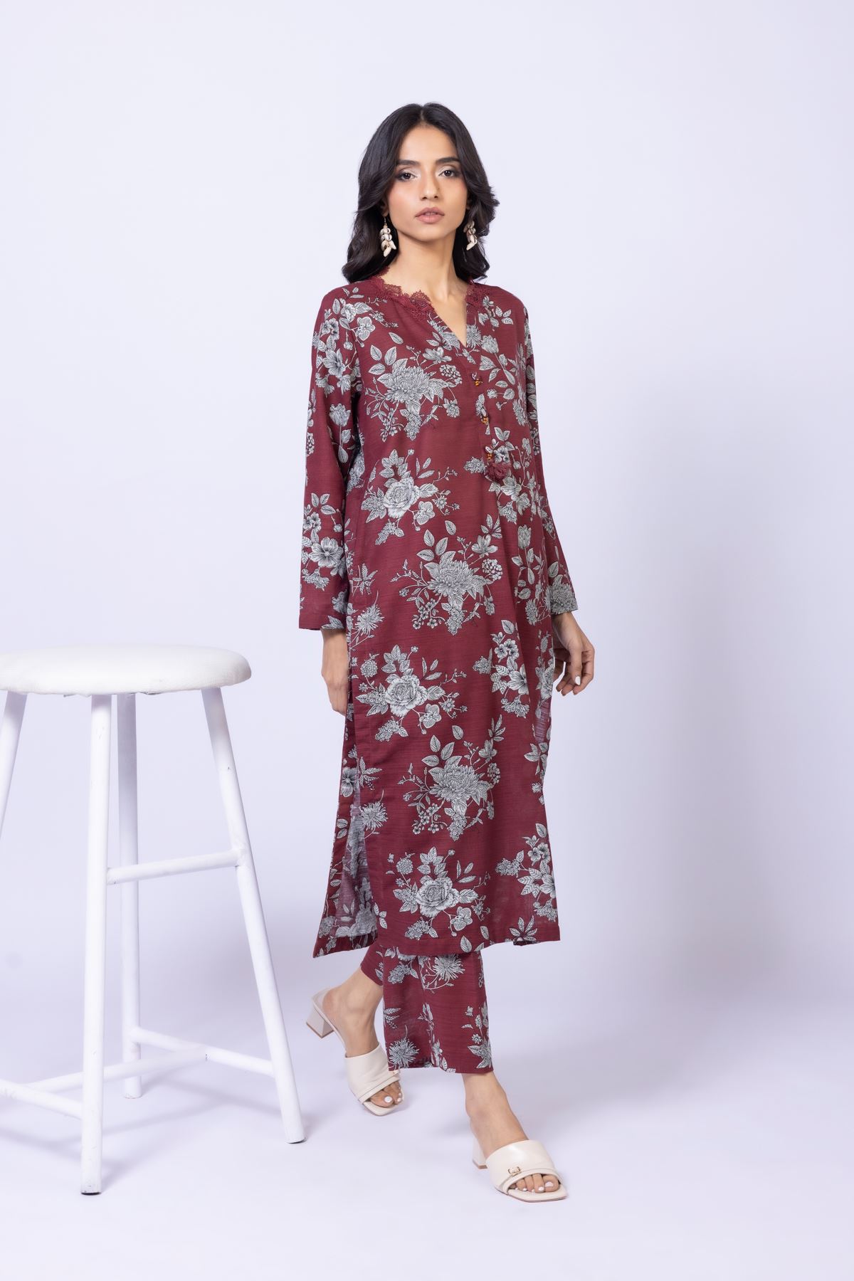 Printed Textured Cotton Kurta - 1001901382