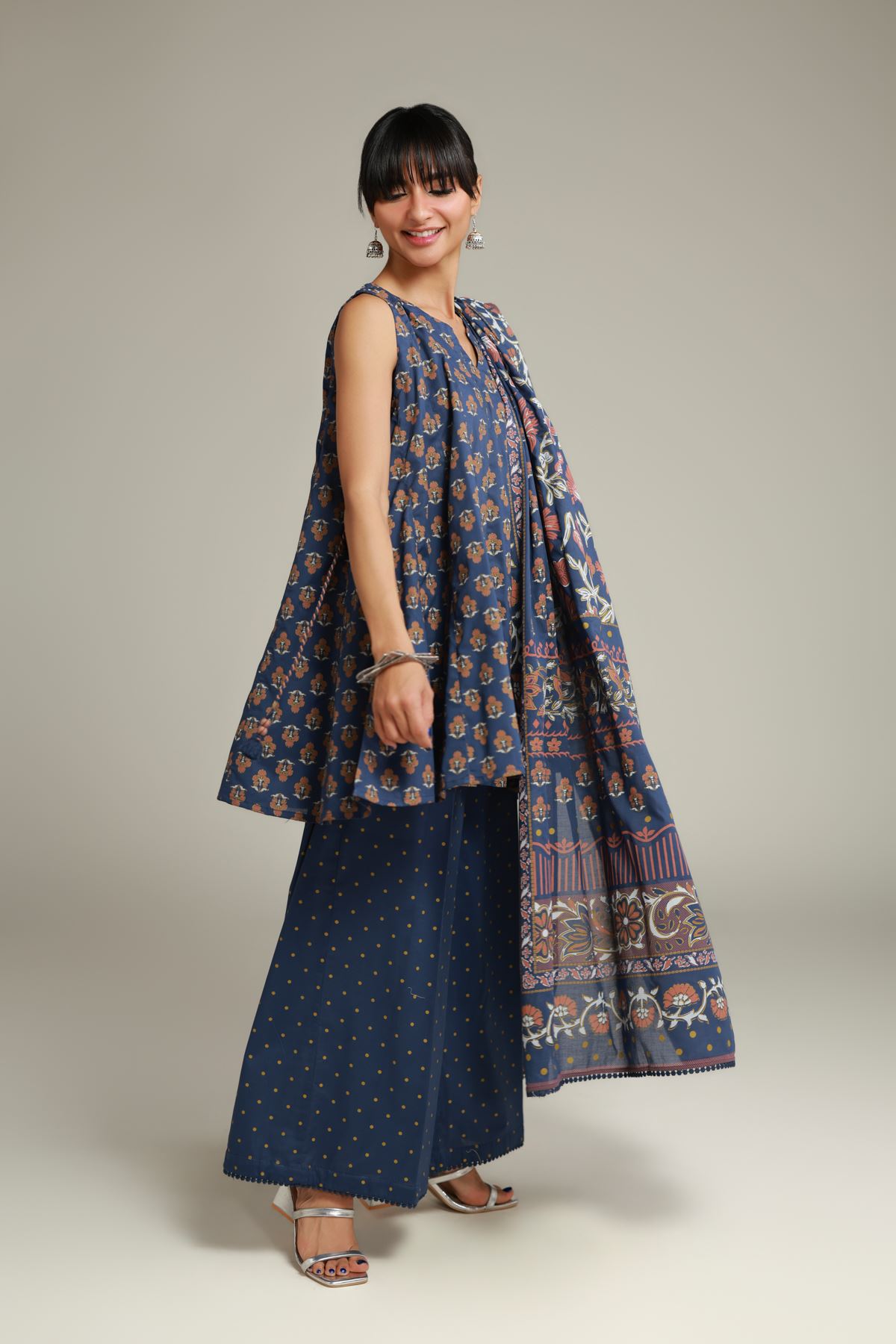 Printed Cambric Navy Cambric Pants - 1-26-228-A-F2-VG
