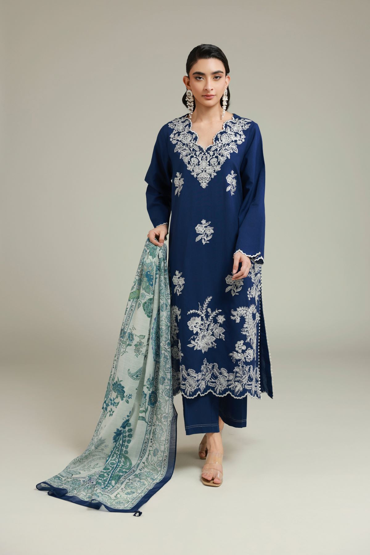 Embroidered Cambric Tailored 3 Piece - T-A33-26-109FF2-VG