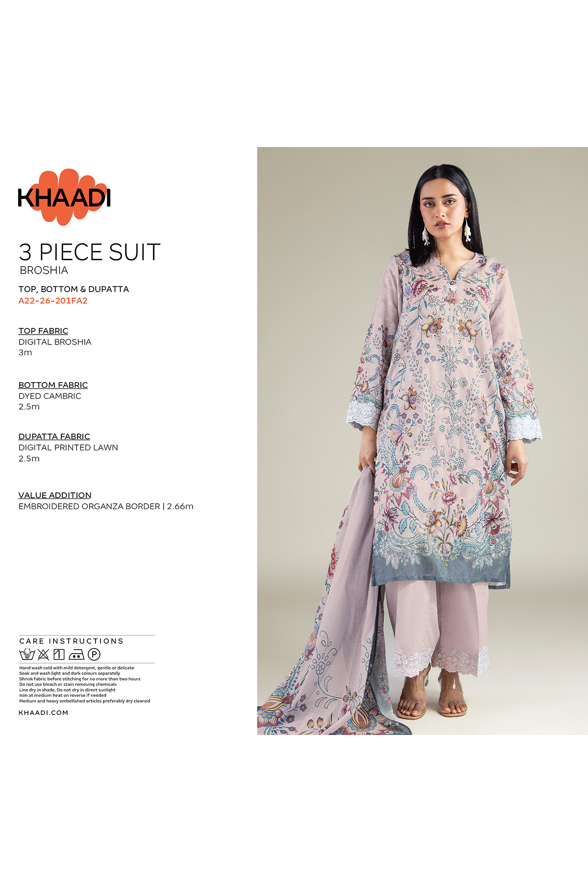 Embroidered Broshia Fabrics 3 Piece - T-A33-26-207FD1-VG