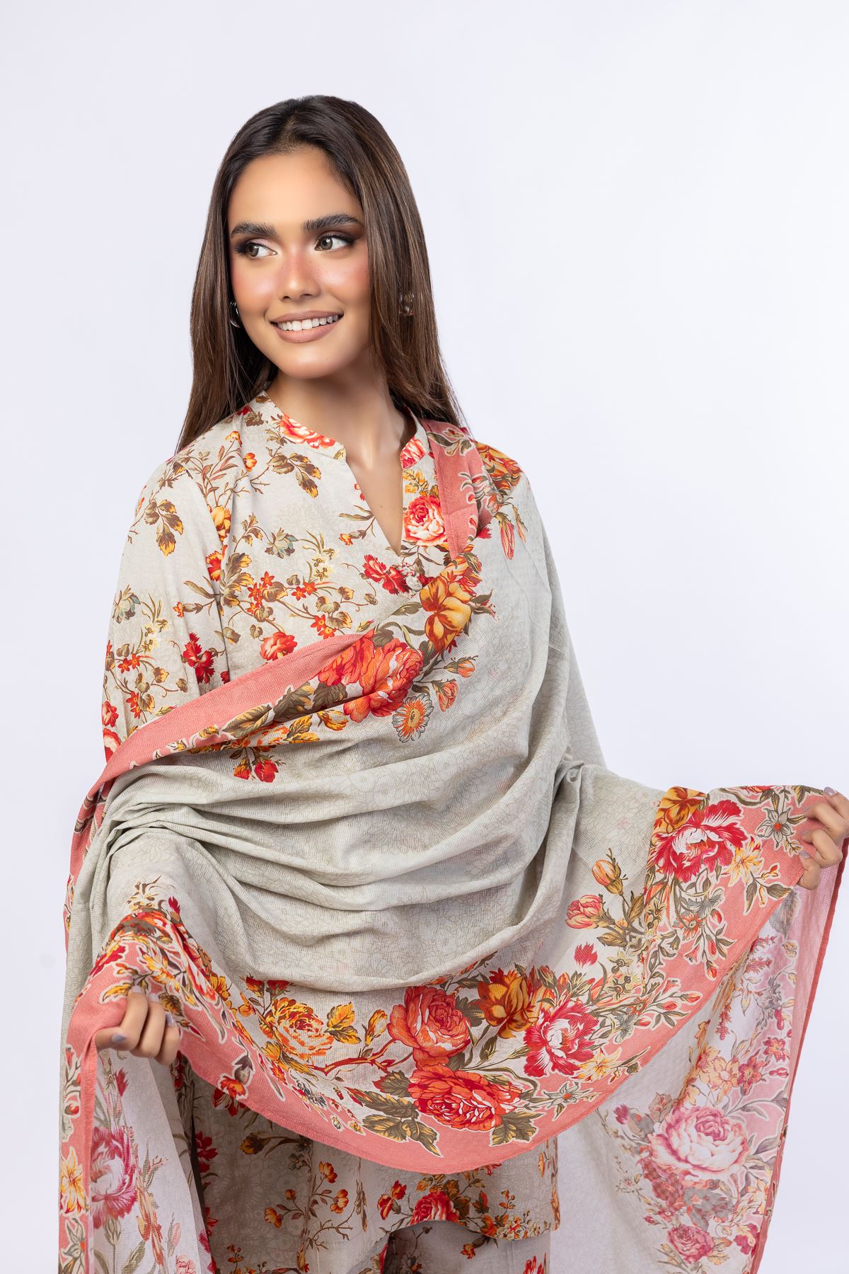 Printed Cotton Square Dupatta - 25-05E57-01BB-VG