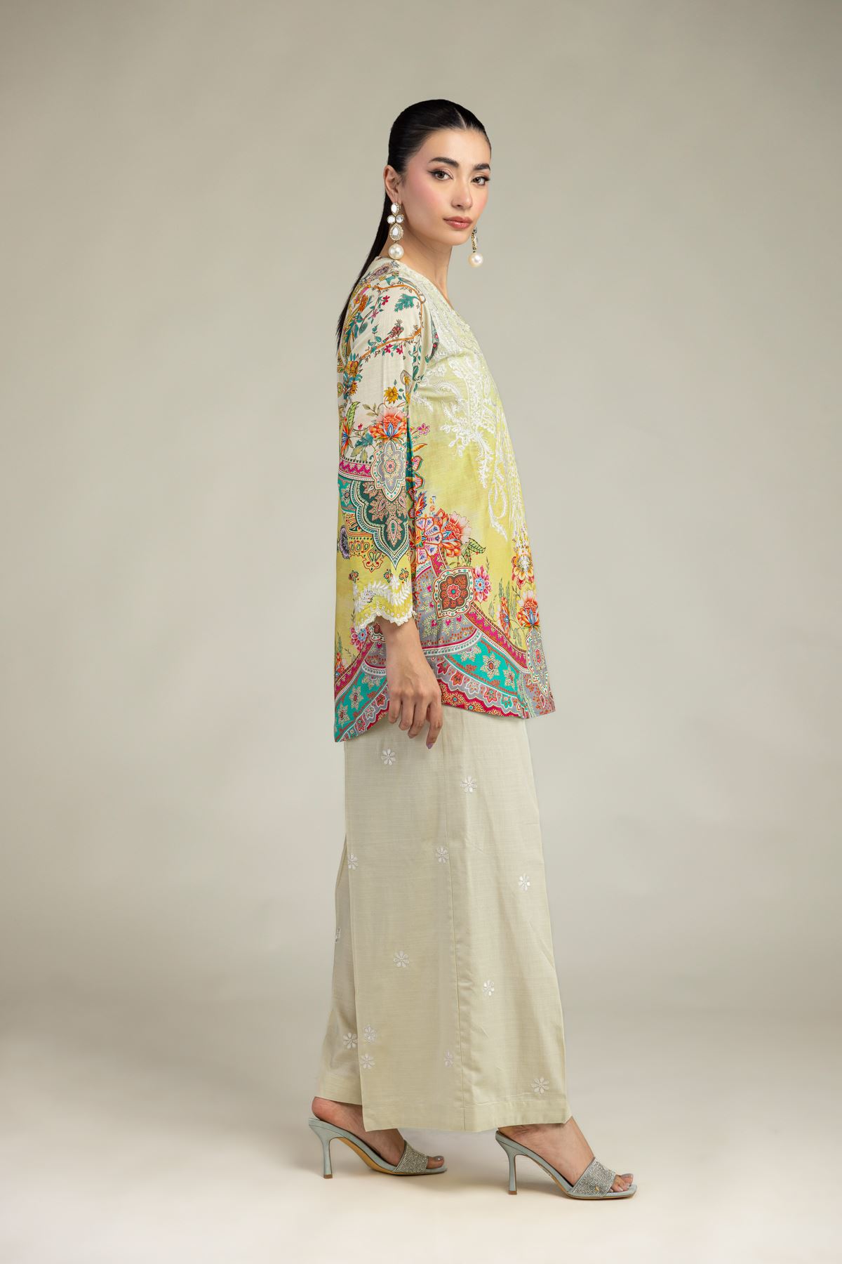 Embroidered Raw Silk Short Floral Kurta - 2-26-212-A-A1-VG