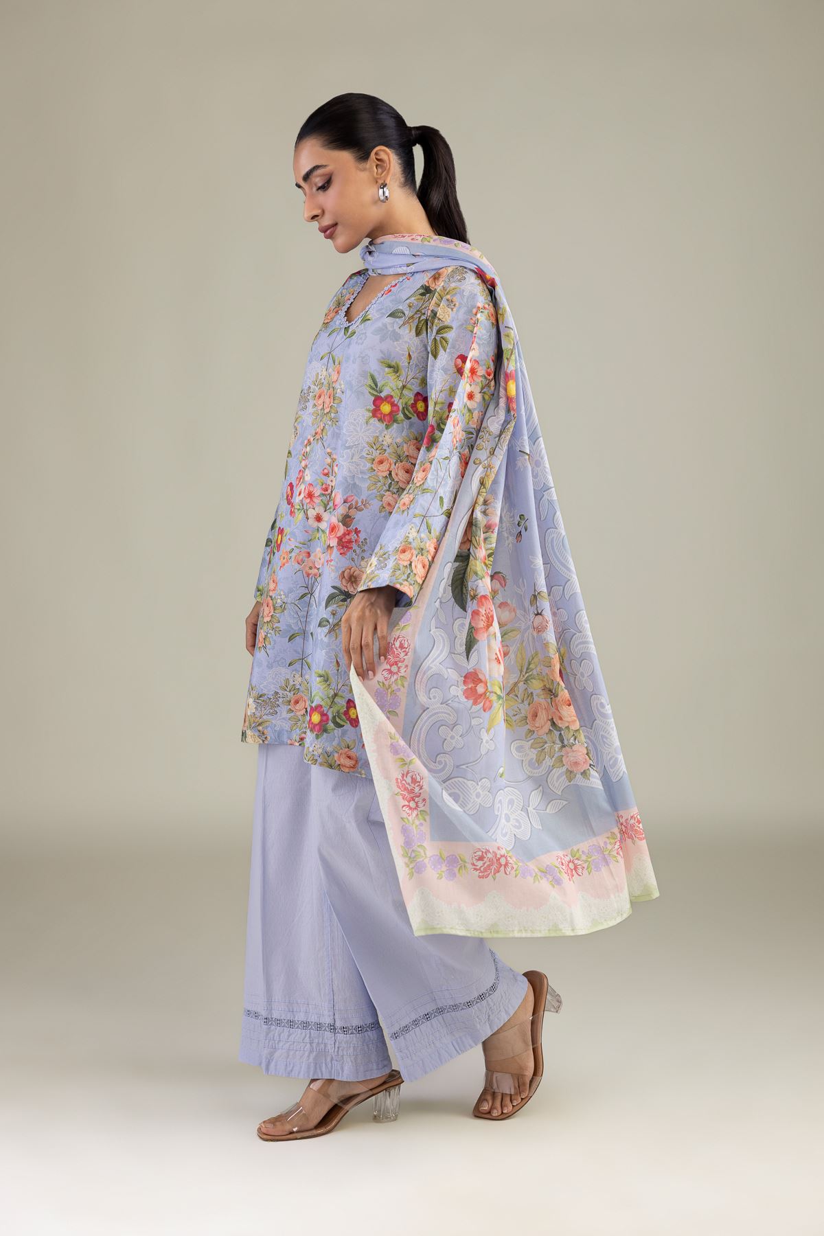 Printed Lawn Floral Lawn Dupatta - 1-26-224-B-E2-VG