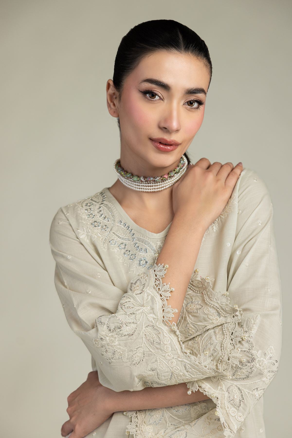 Embroidered Raw Silk Short Silk Kurta - 2-26-207-A-C1-VG