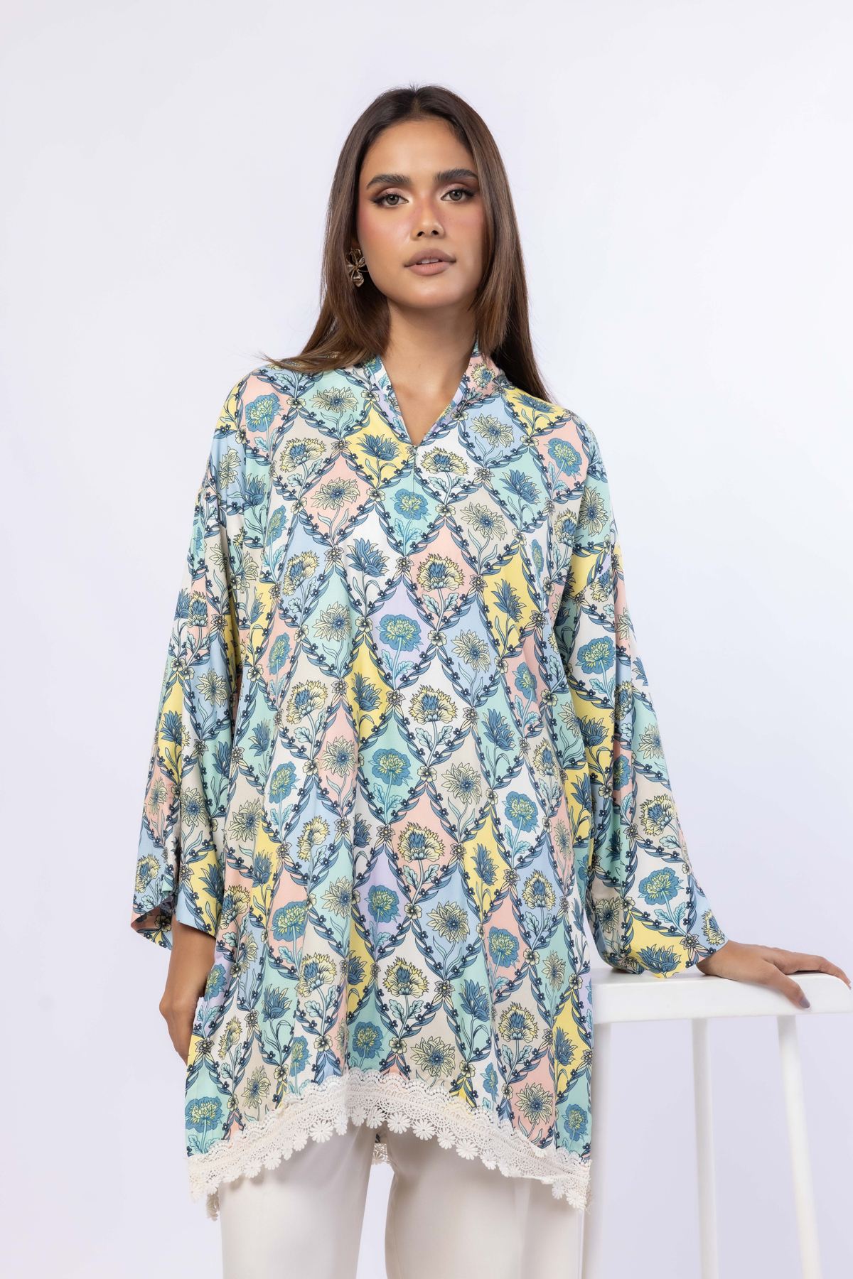 Printed Viscose Crepe Kurta - 25-09-10E1-05TB-VG