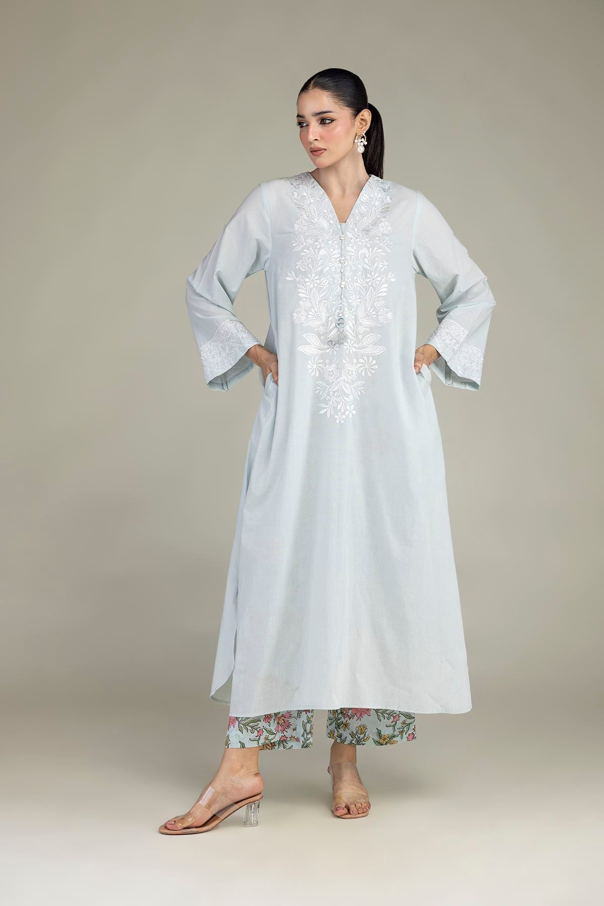 Embroidered Cambric Fabrics 2 Piece | Top and Bottom - A22-26-214FH1-VG