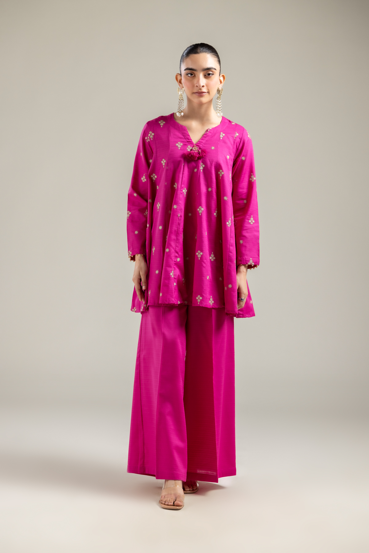 Embroidered Cotton Dobby Cotton Magenta Kurta - 26-01-2E6-03TA-VG