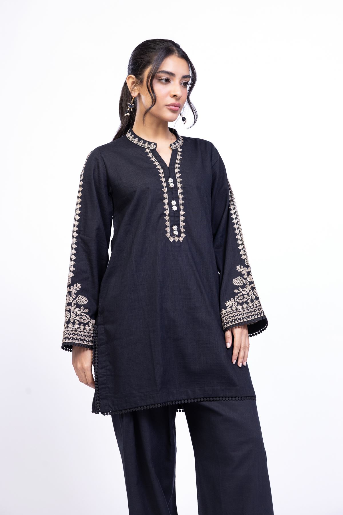 Embroidered Heavy Textured Cotton Kurta - OTD4-EX22-10TA-VG