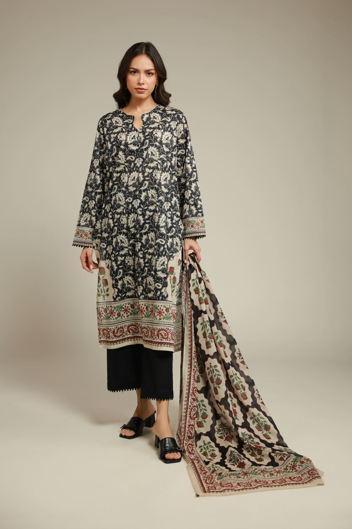 Printed Cambric Tailored 3-Piece Cambric - T-A33-26-112FB1-VG